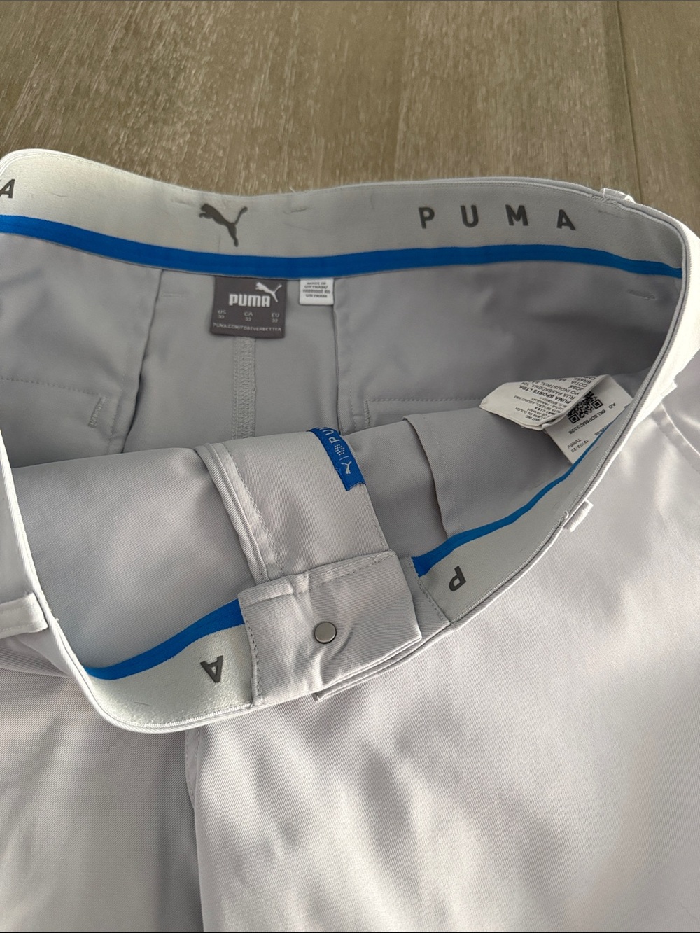 Puma Light Gray Shorts with Blue Waist Trim